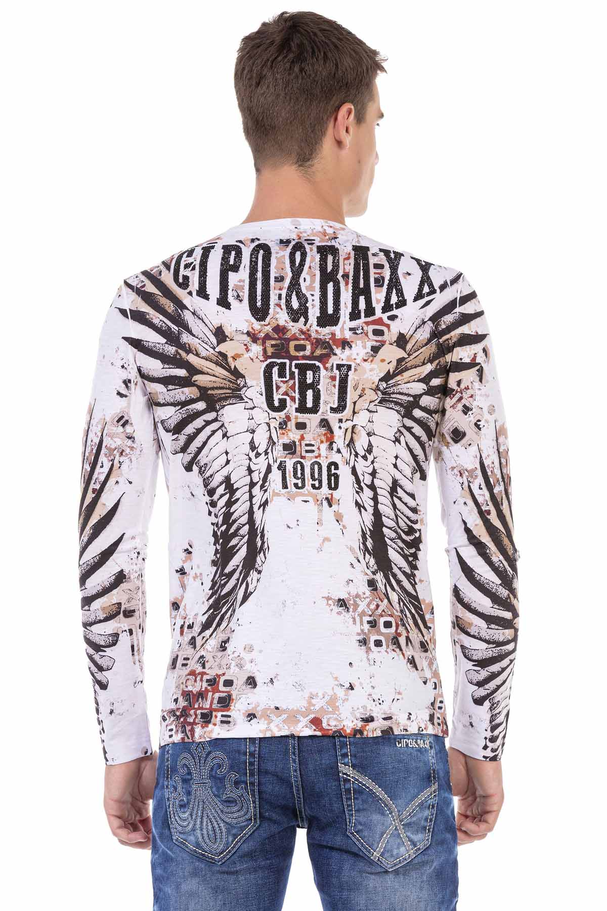 CL494 bluza męska z nadrukiem i kamieniami
