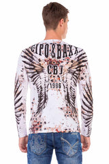 CL494 bluza męska z nadrukiem i kamieniami