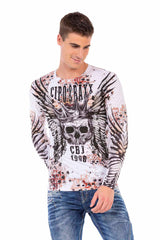 CL494 bluza męska z nadrukiem i kamieniami