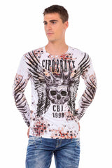 CL494 bluza męska z nadrukiem i kamieniami