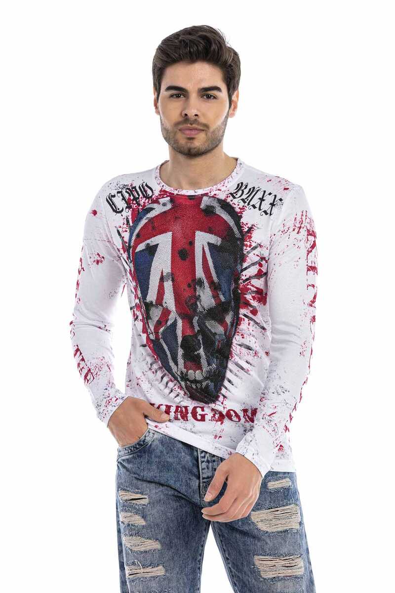 CL498 Camisa de manga larga para hombres con estampado de cráneo fresco