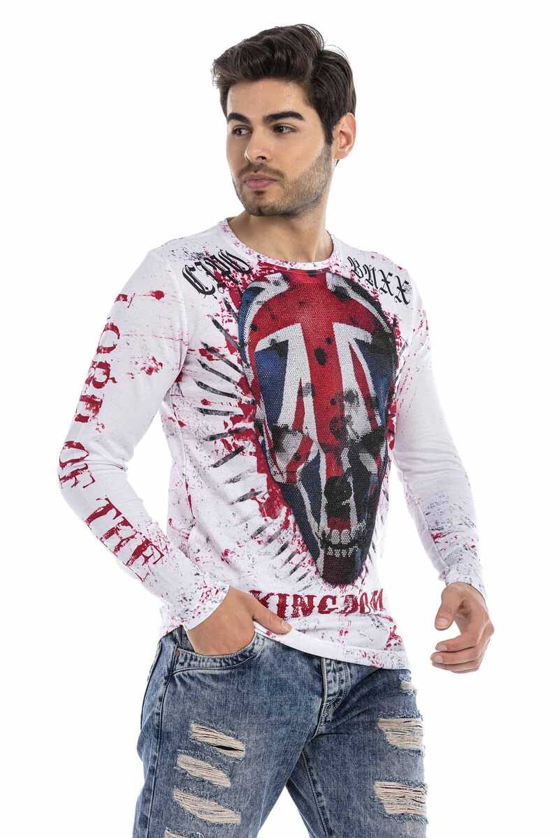 CL498 Camisa de manga larga para hombres con estampado de cráneo fresco