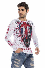CL498 Camisa de manga larga para hombres con estampado de cráneo fresco