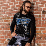 CL510 Camisa de manga larga de los hombres con un estampado frontal a gran escala
