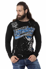 CL510 Camisa de manga larga de los hombres con un estampado frontal a gran escala