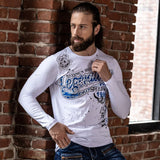 CL510 Camisa de manga larga de los hombres con un estampado frontal a gran escala