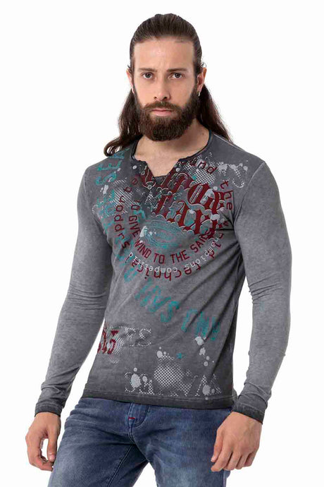 CL512 Herren Langarmshirt mit großem Frontprint