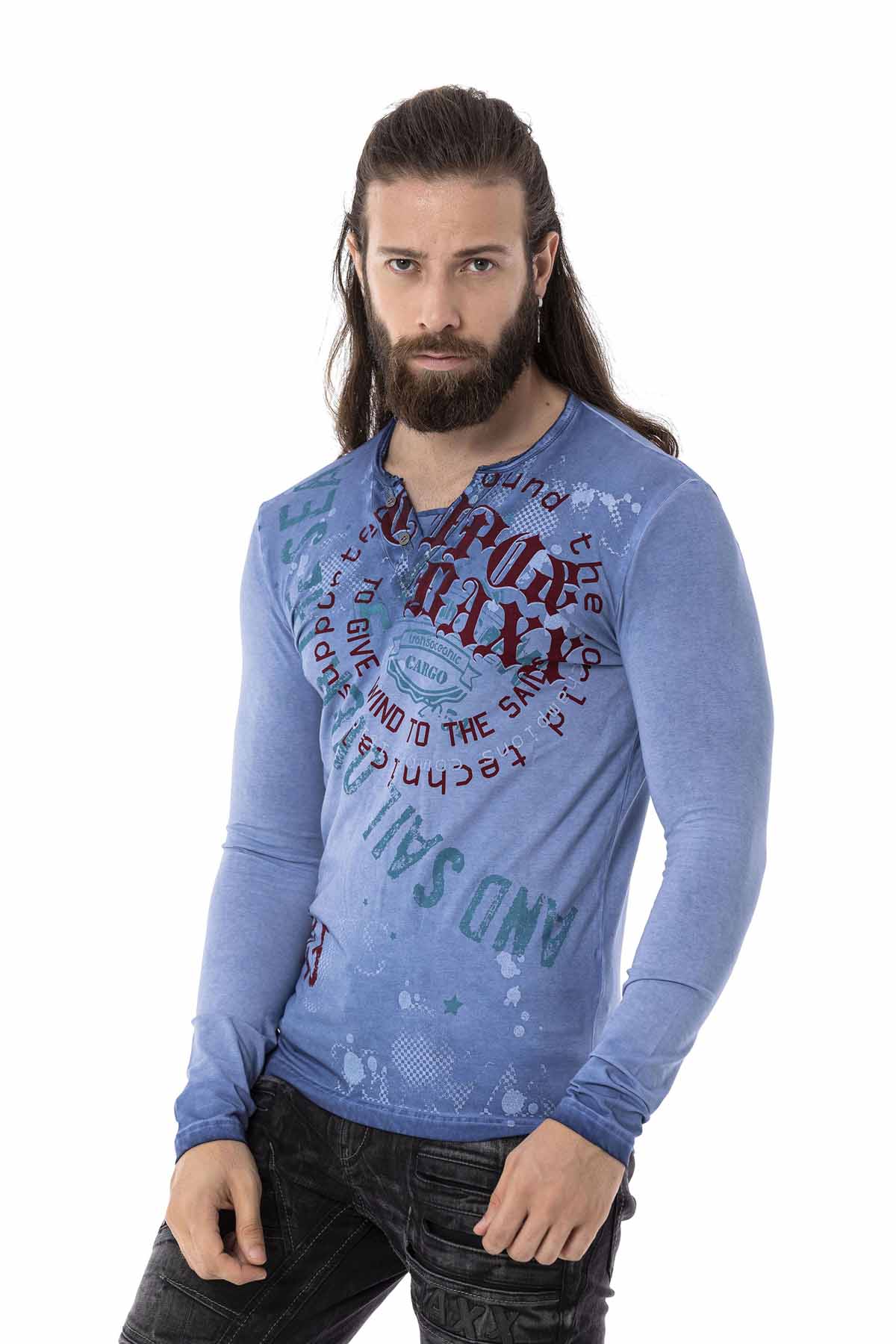 CL512 Herren Langarmshirt mit großem Frontprint