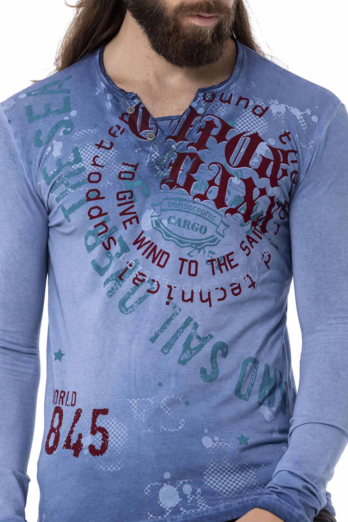 CL512 Herren Langarmshirt mit großem Frontprint