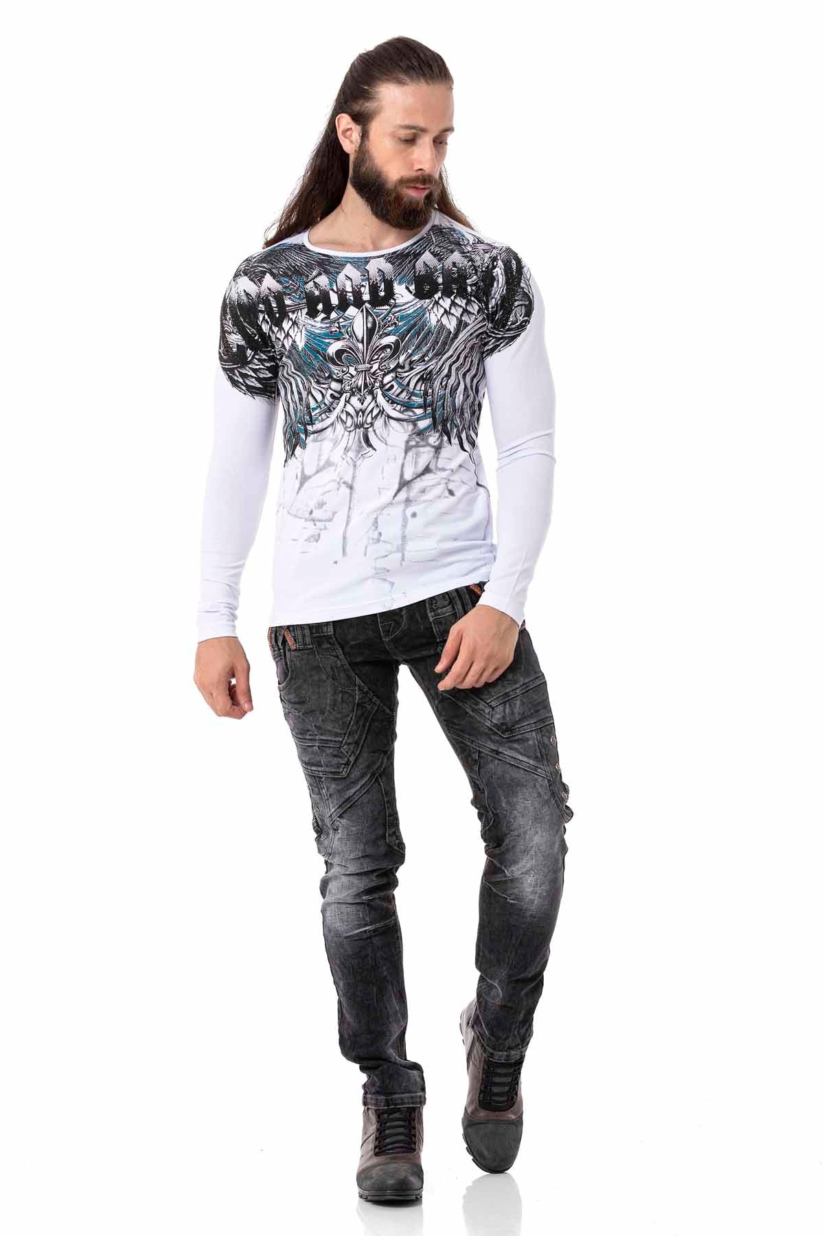 CL516 Herren Langarmshirt mit großem Aufdruck