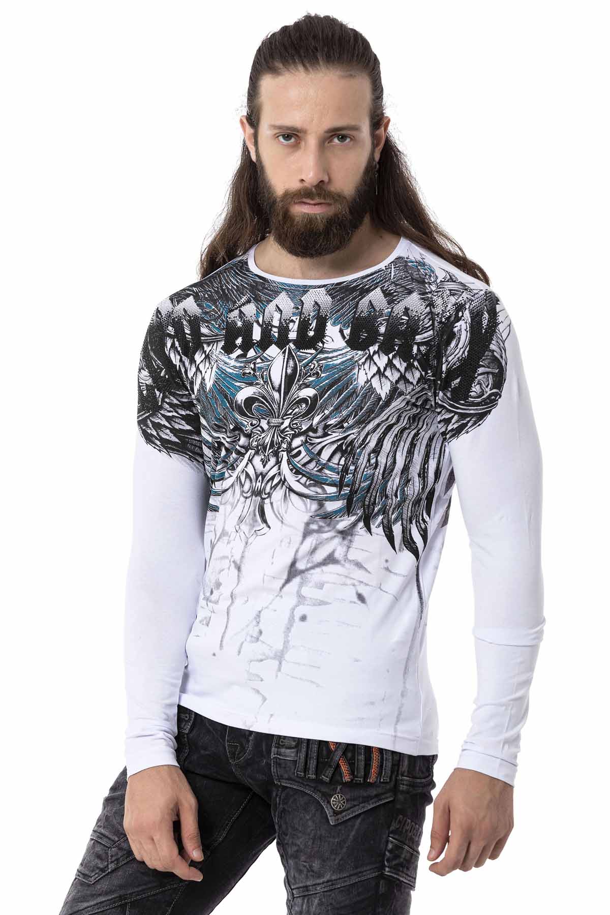 CL516 Herren Langarmshirt mit großem Aufdruck