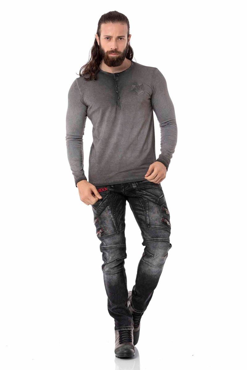 CL523 Sweat-shirt manches longues pour hommes avec broderie de marque tendance
