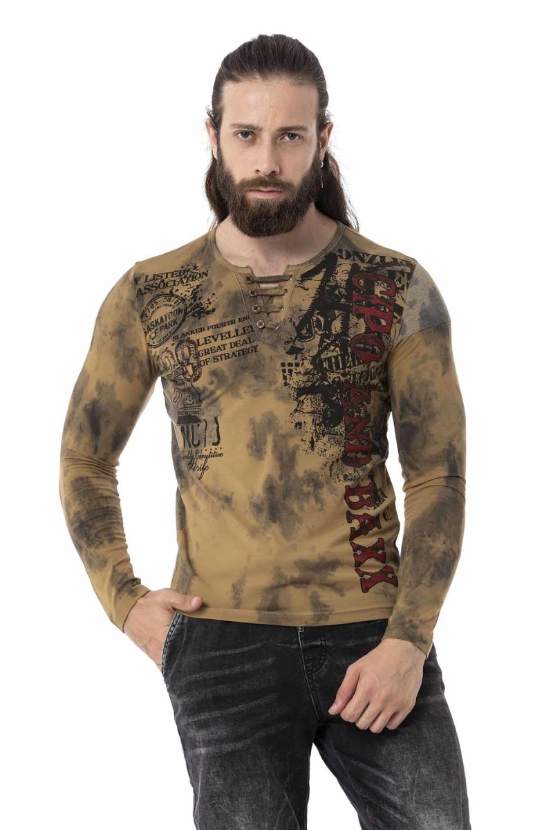 CL524 Camisa de manga larga para hombres con un gran patrón todo