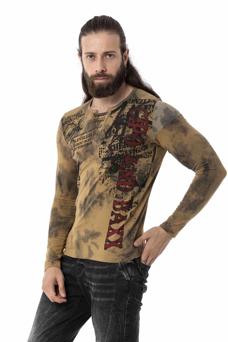 CL524 Camisa de manga larga para hombres con un gran patrón todo