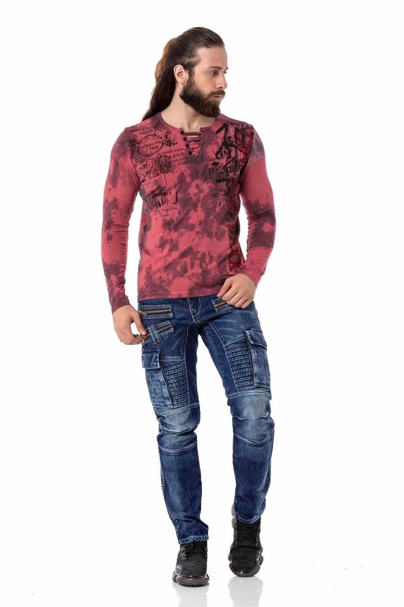 CL524 Camisa de manga larga para hombres con un gran patrón todo