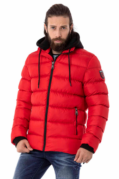 CM202 Herren Winterjacke – Beige mit abnehmbarer Kapuze & funktionalen Details