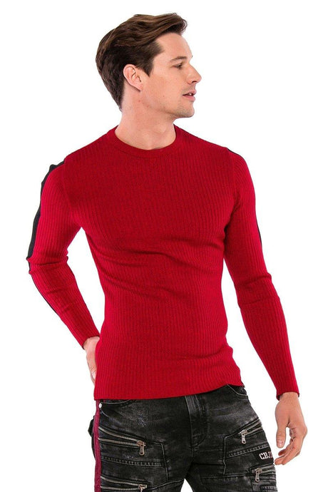 CP194 Hombres tejiendo suéter con tiras de contraste laterales