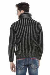 CP212 sweter męski z kołnierzem i klamrami