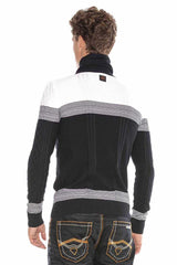 CP226 sweter męski z kołnierzem i klamrami
