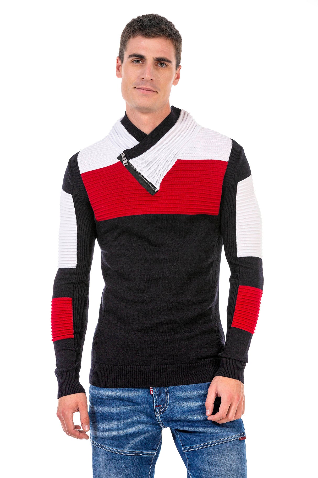 CP248 sweter męski z kołnierzem