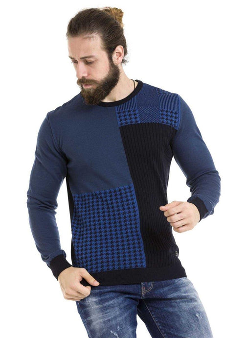CP263 sweter męski klasyczny z wzorem 