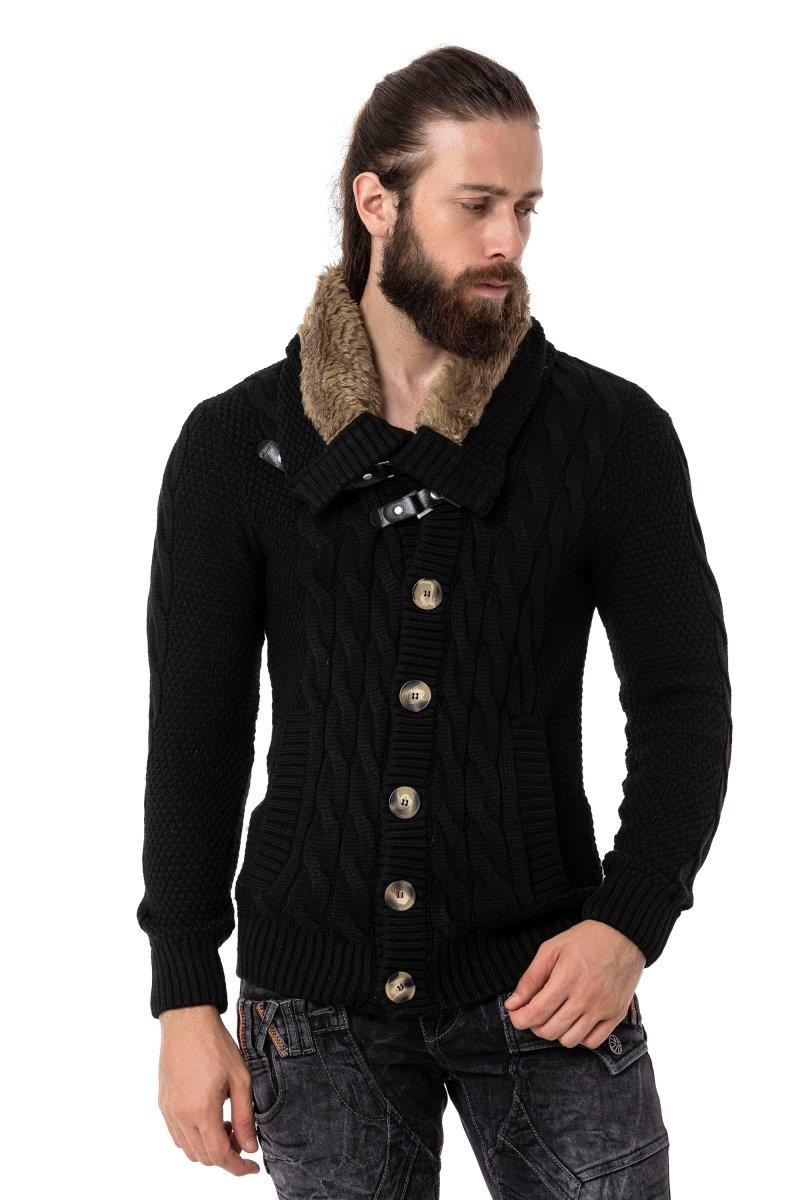 CP265 men knitting sweater with trendy shawl collar