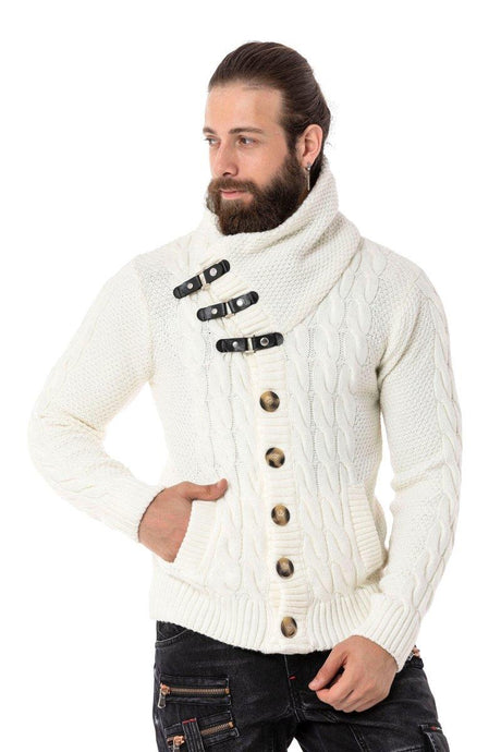 CP265 Hombres tejiendo suéter con collar de chal de moda