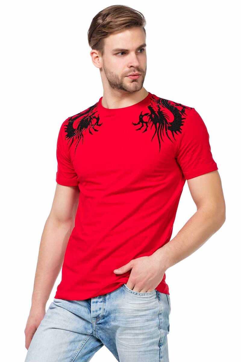 CT376 Camiseta para hombres  con bordado de piedras preciosas