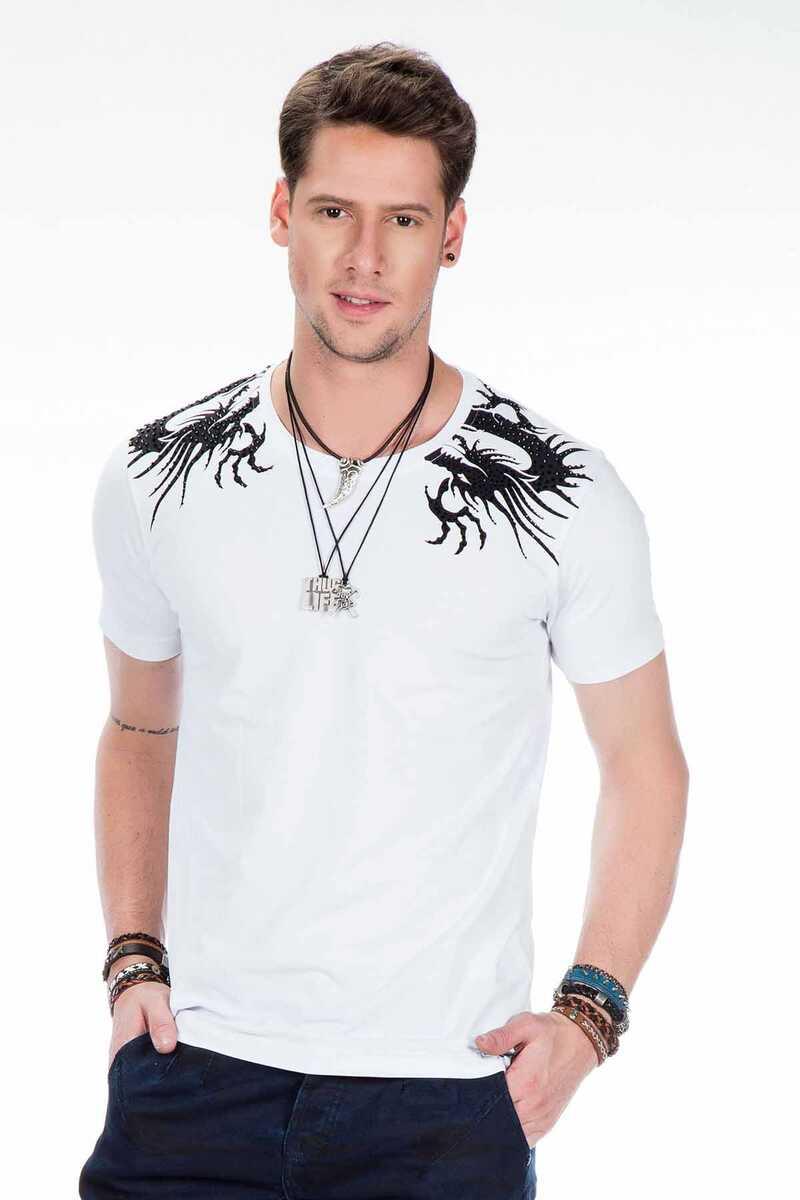 CT376 Camiseta para hombres  con bordado de piedras preciosas