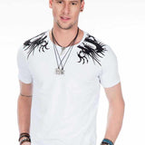 CT376 T-shirt da Uomo con Stampa di Drago