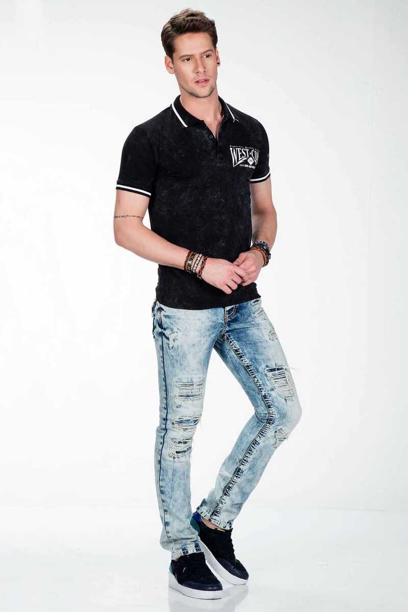 CT381 Men's polo shirt with cool batikstyle