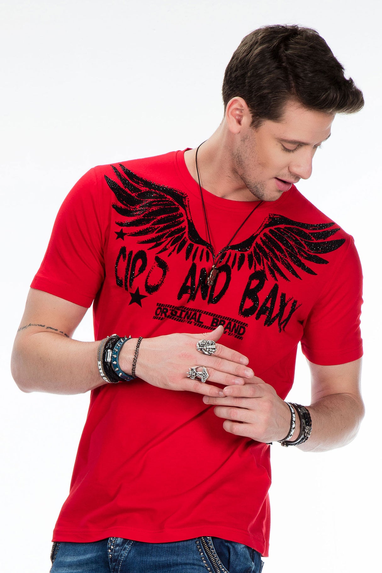 CT411 T-shirt voor heren met edelstenen print