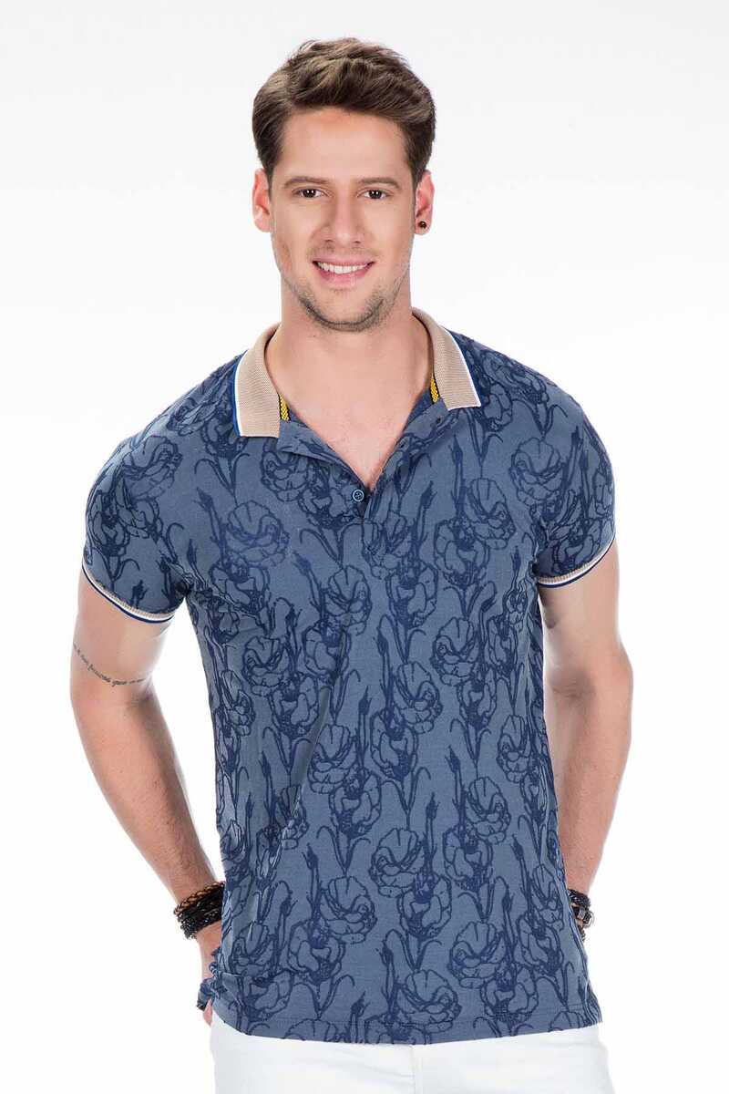 CT451 Men's polo shirt with a floral pattern