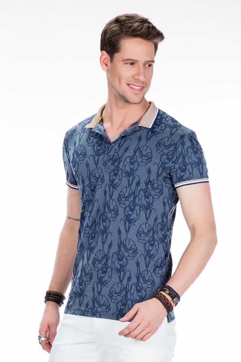 CT451 Men's polo shirt with a floral pattern