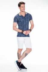 CT451 Men's polo shirt with a floral pattern