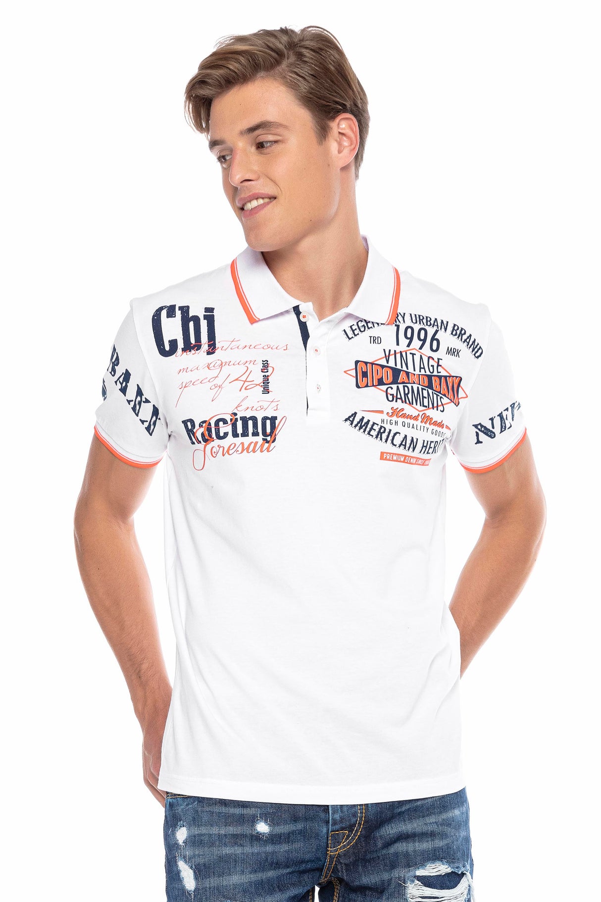 CT603 Men's polo shirt with trendy print