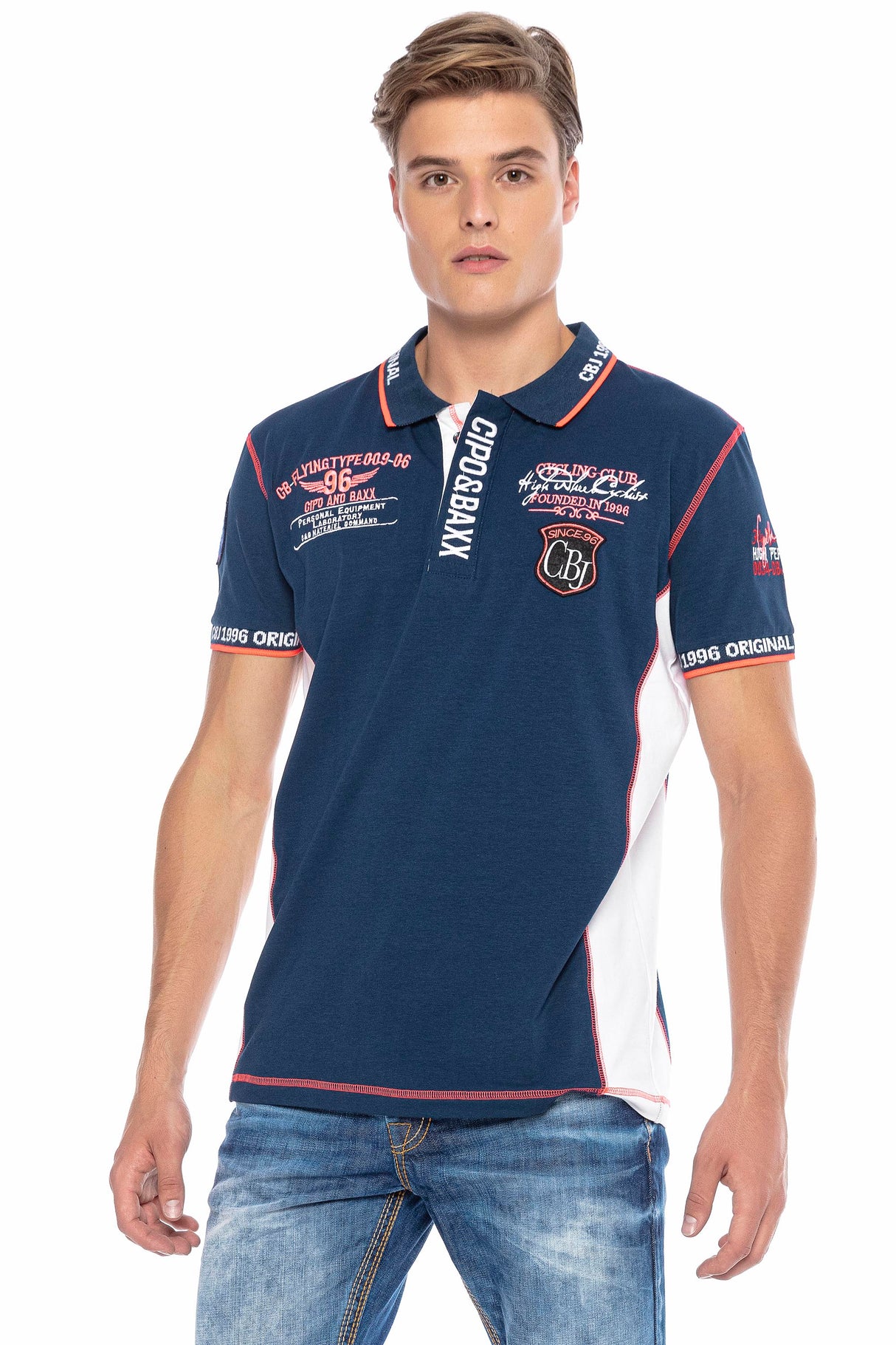 CT605 Polo avec des coutures contrastées tendance