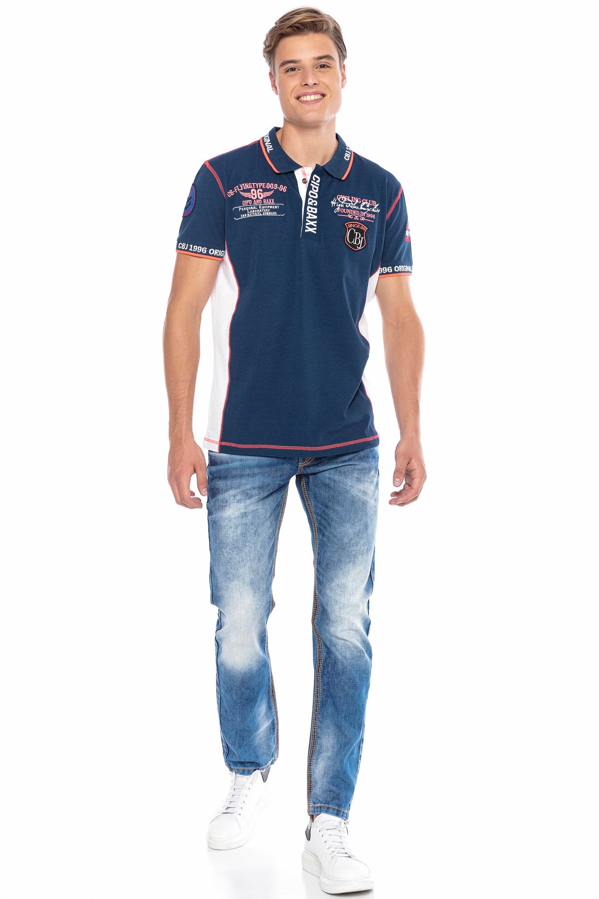 CT605 Polo avec des coutures contrastées tendance