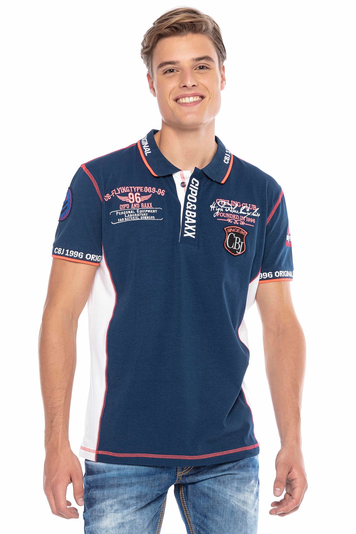 CT605 Polo avec des coutures contrastées tendance