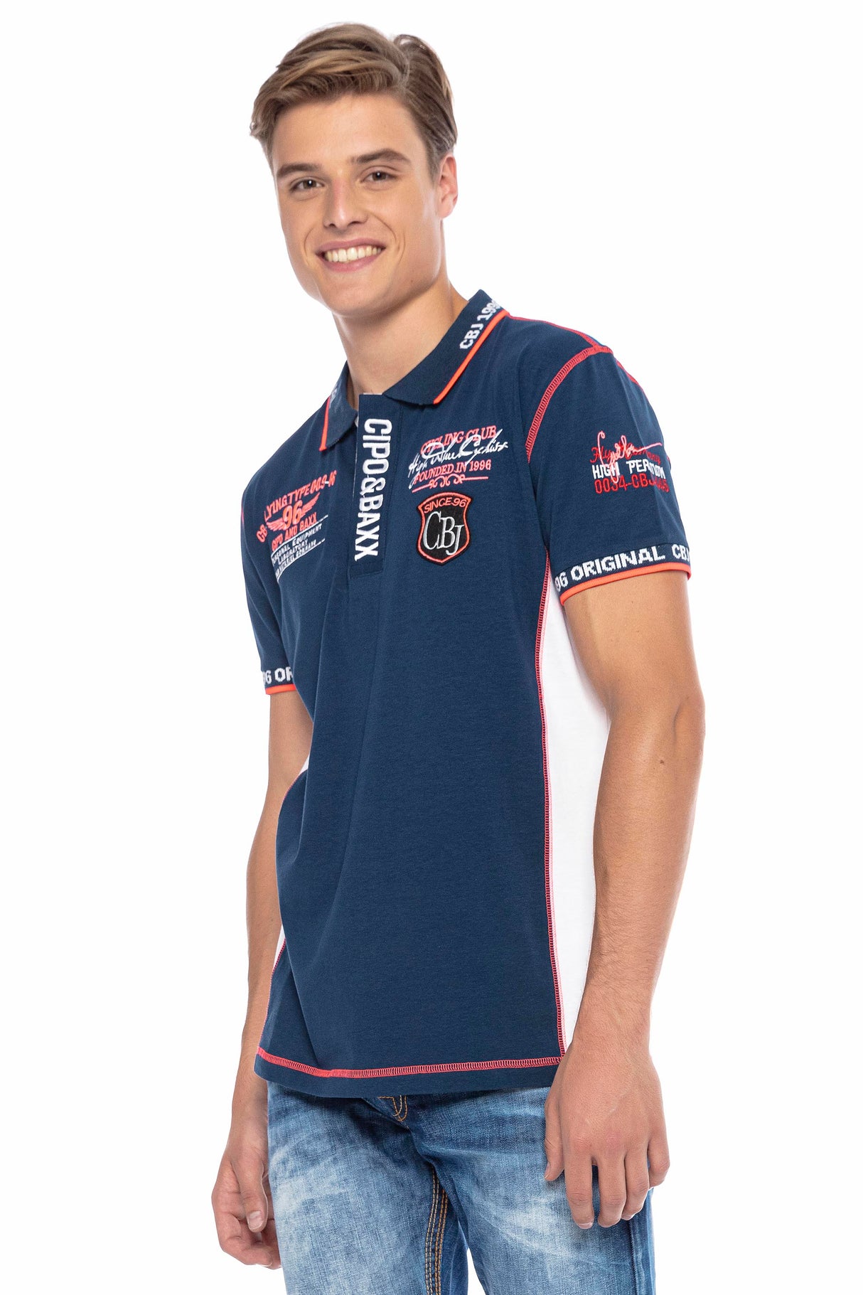 CT605 Polo avec des coutures contrastées tendance