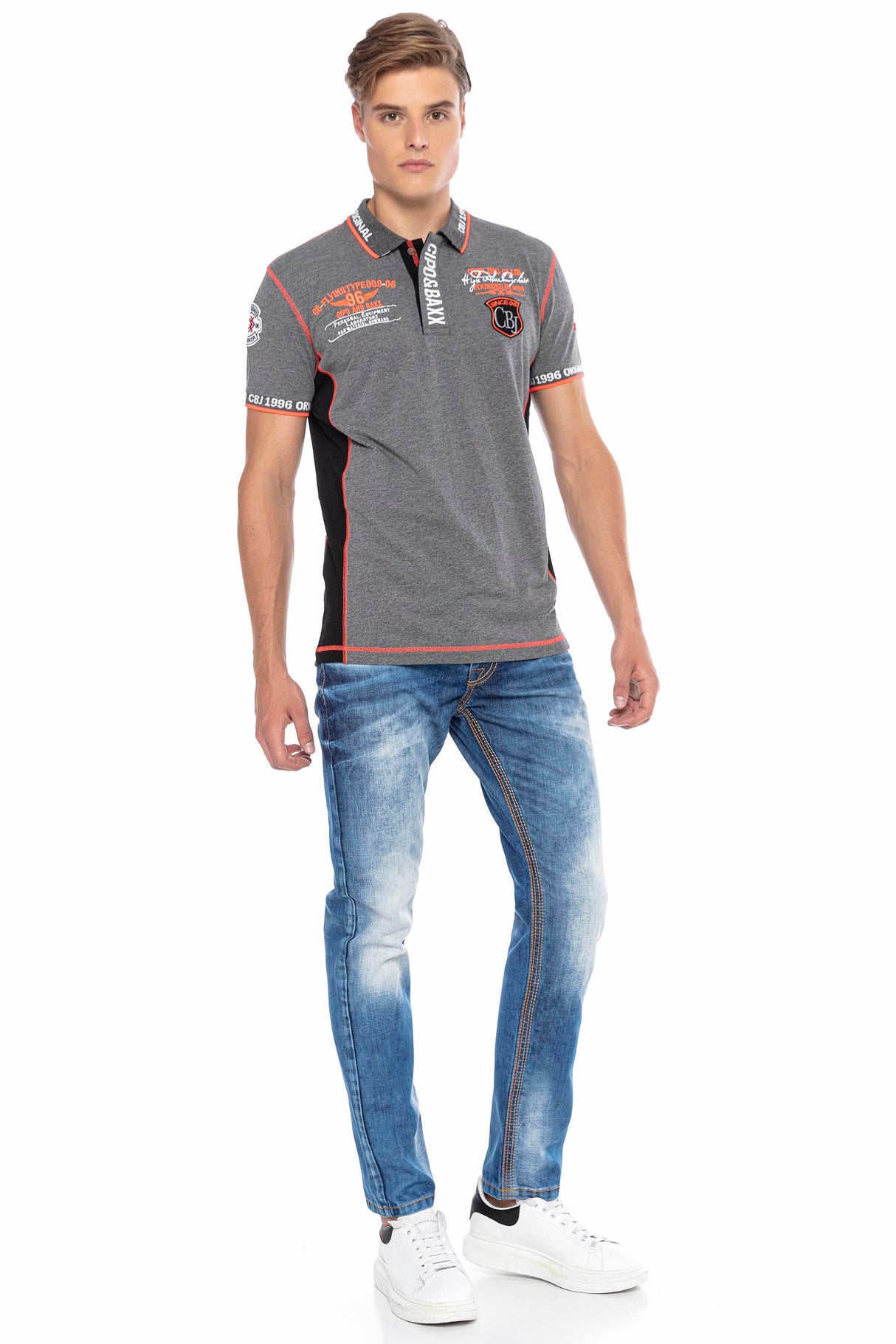 CT605 Polo avec des coutures contrastées tendance