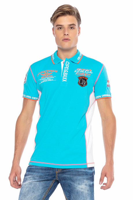 CT605 Herren Poloshirt mit trendigen Kontrastnähten
