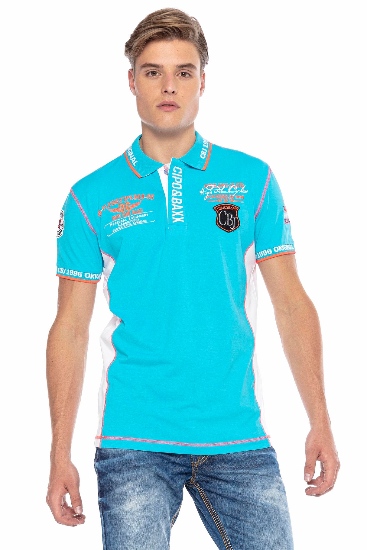 CT605 Polo avec des coutures contrastées tendance