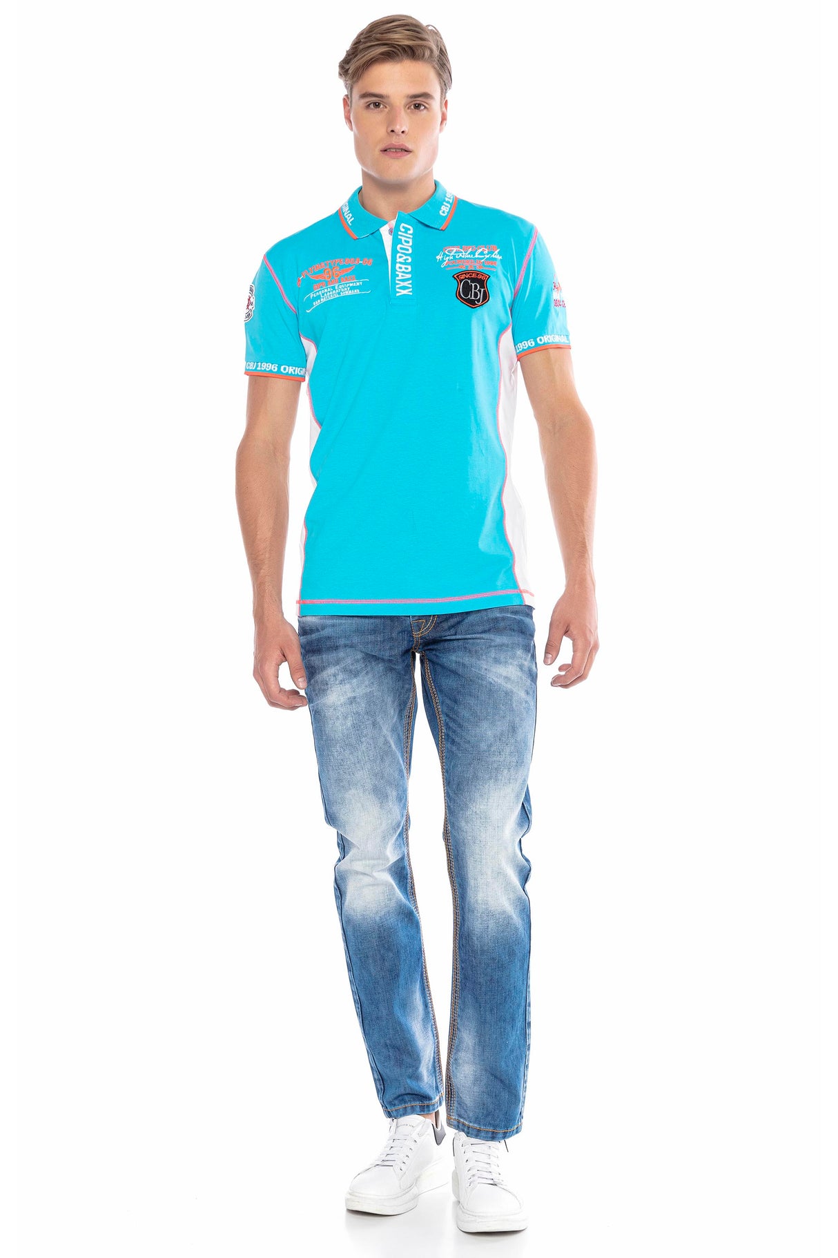 CT605 Polo avec des coutures contrastées tendance