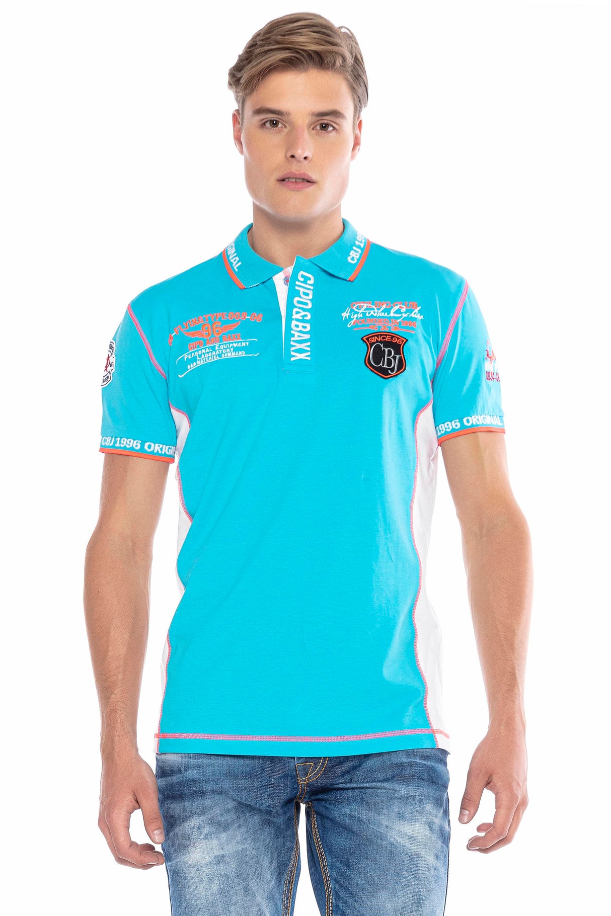 CT605 Polo avec des coutures contrastées tendance