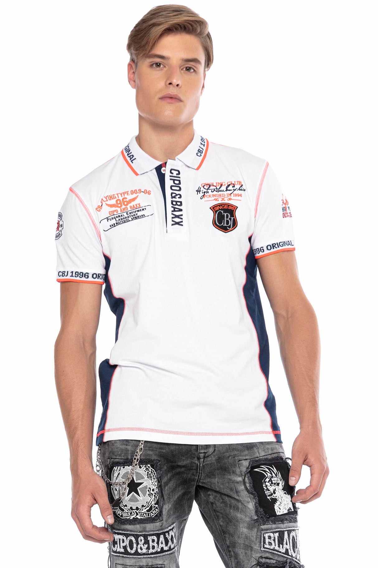 CT605 Polo avec des coutures contrastées tendance