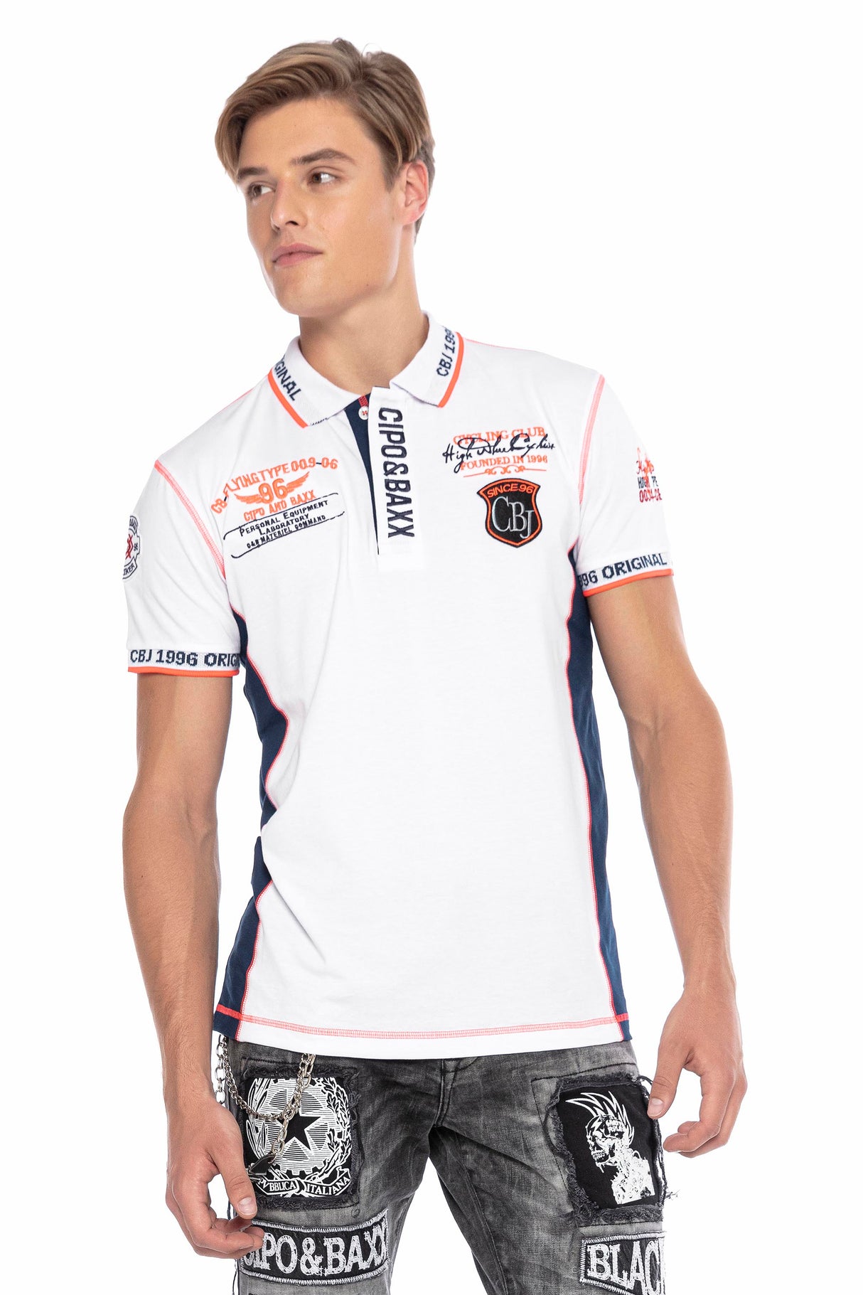 CT605 Polo avec des coutures contrastées tendance