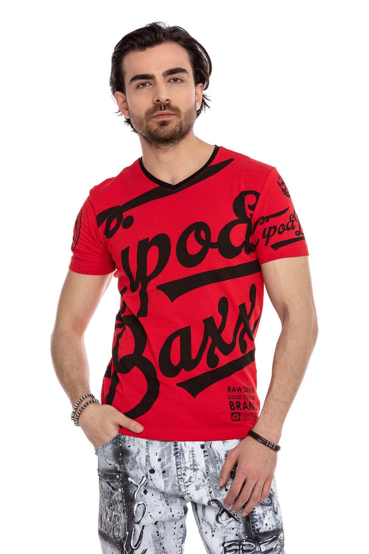 CT635 Herren T-Shirt mit coolem Marken-Frontprint