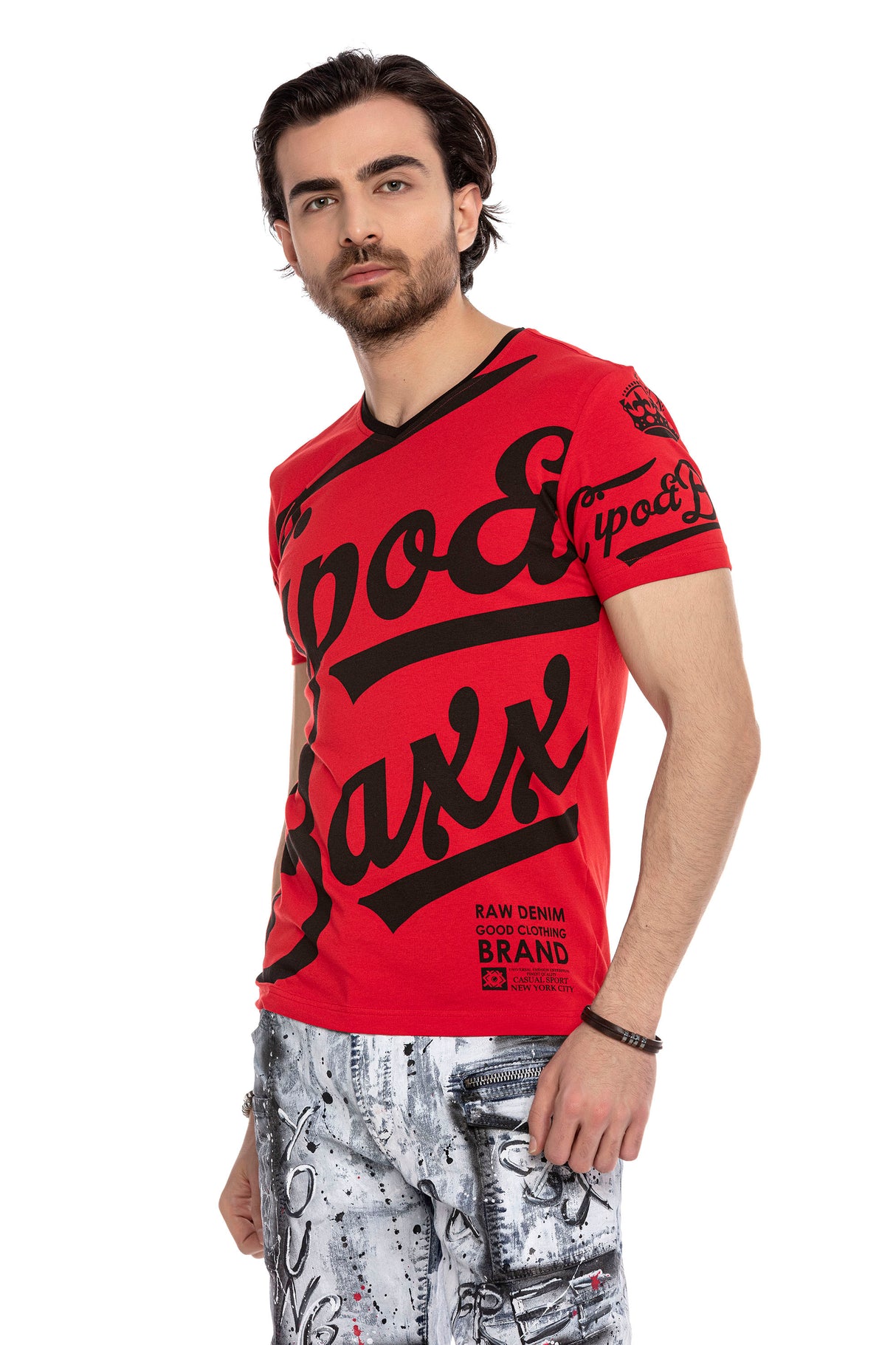 CT635 Herren T-Shirt mit coolem Marken-Frontprint