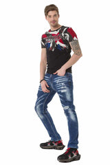 CT683 T-shirt Maschile con Grande Stampa Anteriore